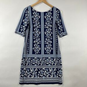 Jessica Howard Floral Dress Size 10 Navy Blue Knee Length Back Zip Fully Lined